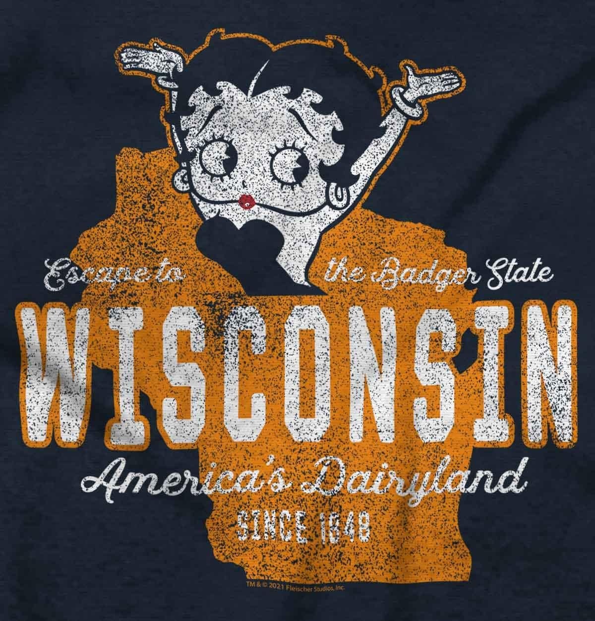 image:imageBetty Boop Cartoon American States Womens Graphic T Shirt TeesWisconsin