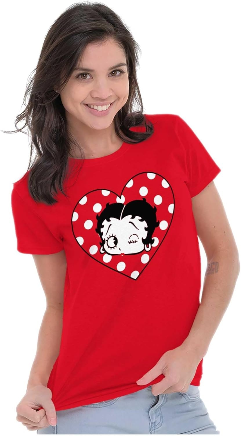 image:imageBetty Boop Wink and a Kiss Polka Dots Womens Slim Fit Graphic Tee