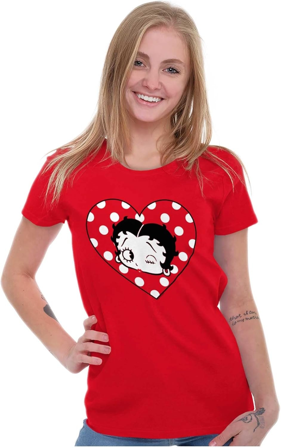 image:imageBetty Boop Wink and a Kiss Polka Dots Womens Slim Fit Graphic Tee