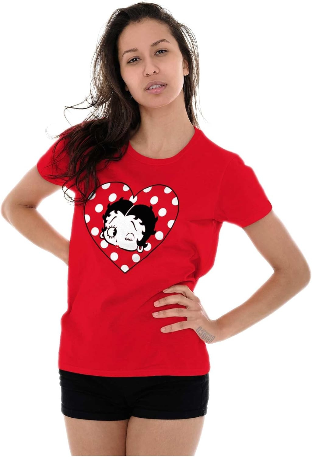 image:imageBetty Boop Wink and a Kiss Polka Dots Womens Slim Fit Graphic Tee