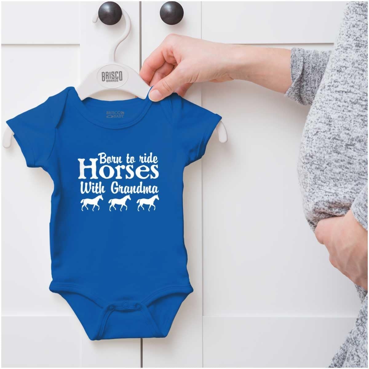 image:imageBorn To Ride Horses With Grandma Baby Romper Boys or GirlsRoyal