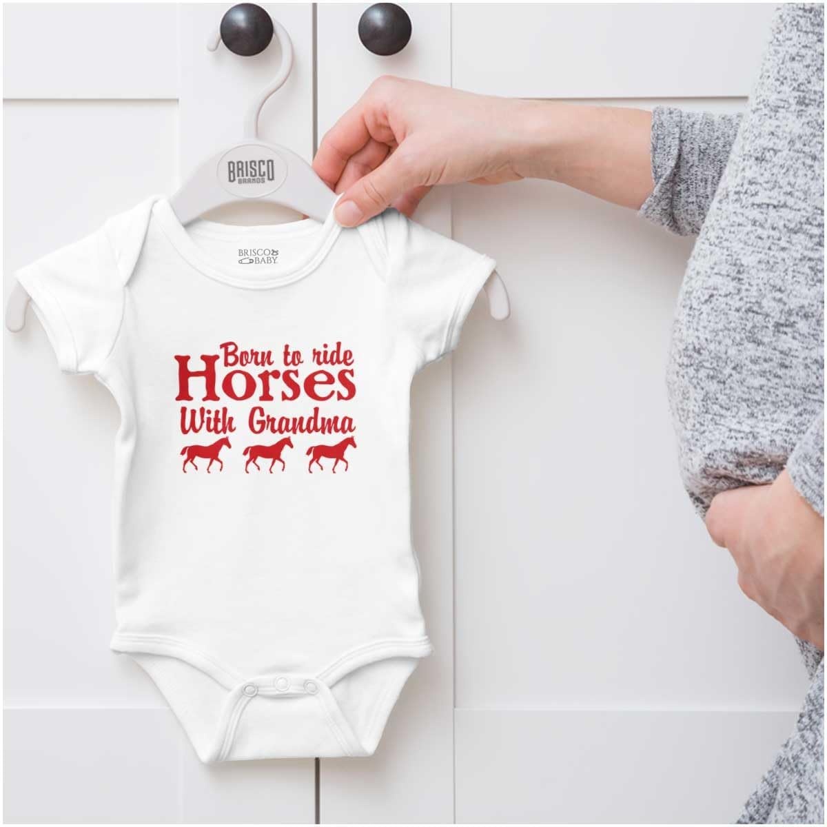 image:imageBorn To Ride Horses With Grandma Baby Romper Boys or GirlsWhite