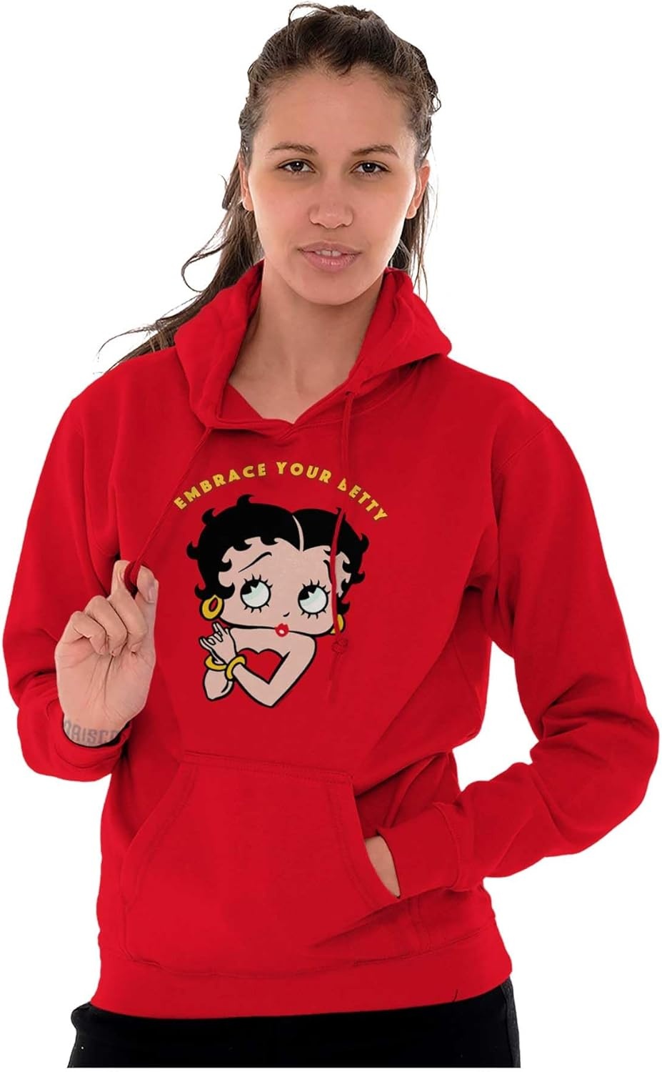 image:imageBrisco Brands Betty Boop Cartoon Cute Motivational Hoodie Sweatshirt WomenAntique Cherry Red
