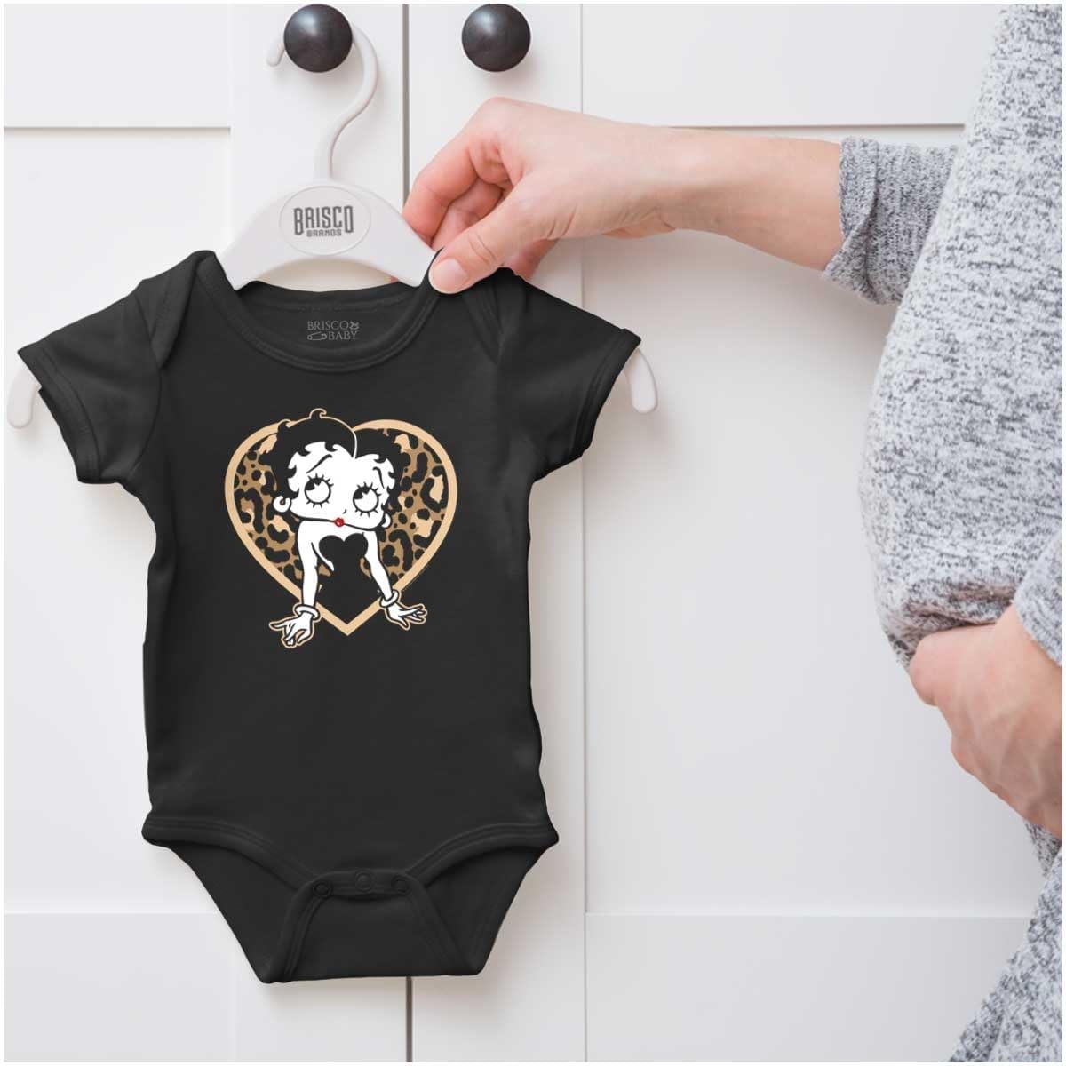 image:imageBrisco Brands Betty Boop Leopard Print Heart Baby Bodysuit Jumper GirlsBlack
