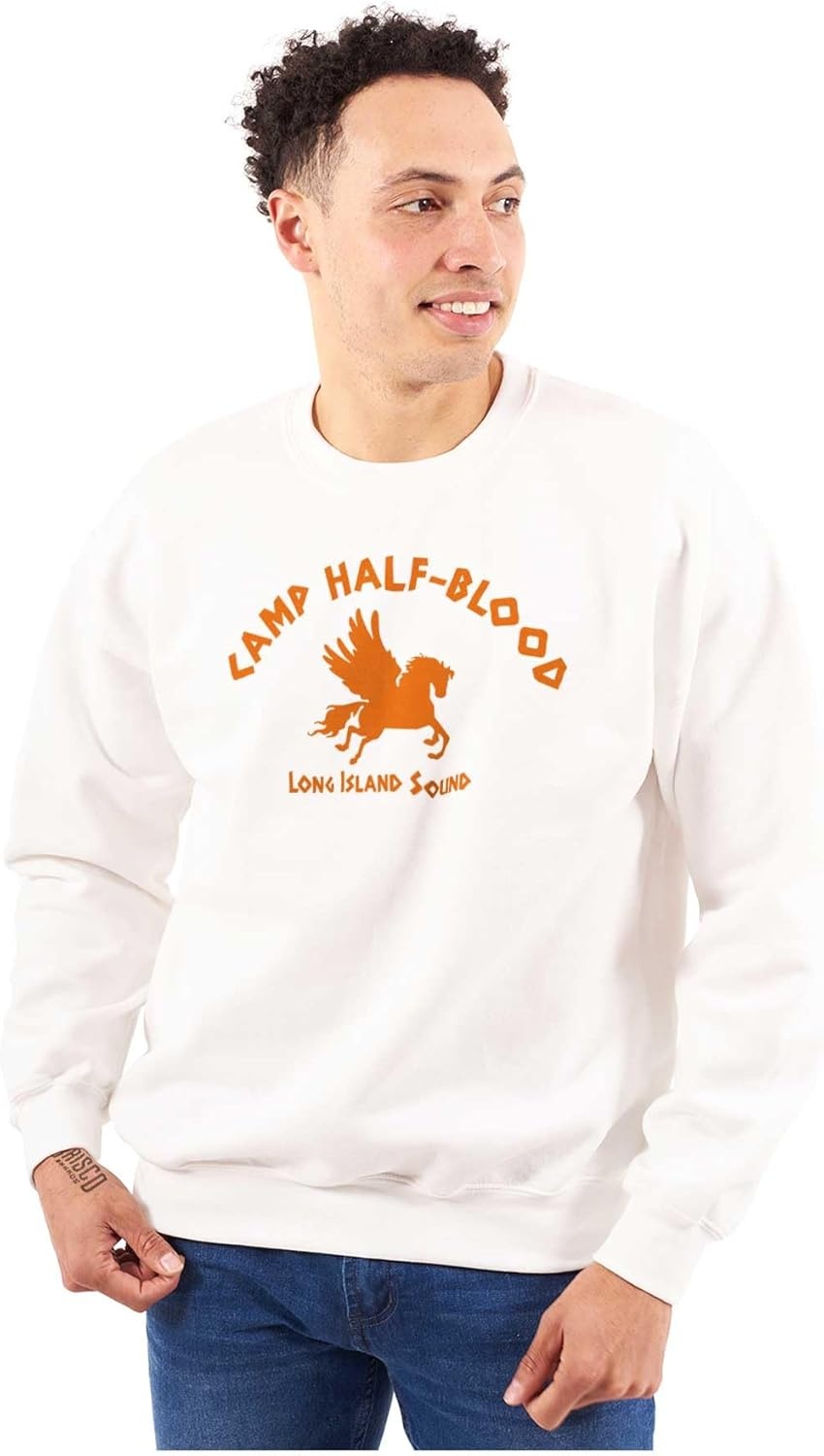 image:imageBrisco Brands Camp Half Blood Greek Mythology Sweatshirt for Men or WomenWhite