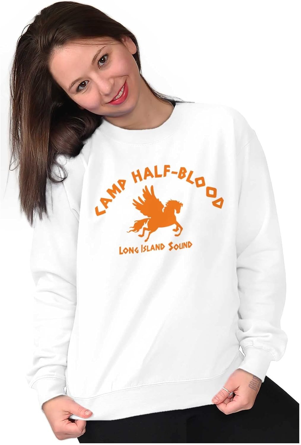 image:imageBrisco Brands Camp Half Blood Greek Mythology Sweatshirt for Men or WomenWhite
