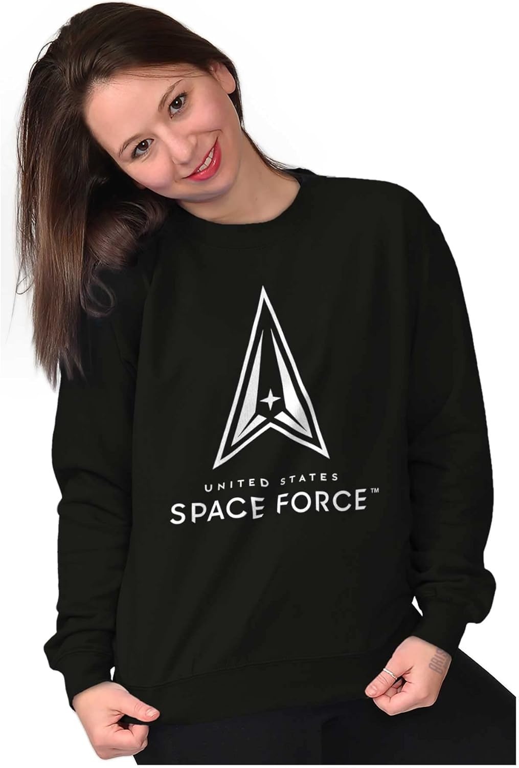 image:imageBrisco Brands Classic US Space Force Military Logo Sweatshirt for Men or WomenBlack