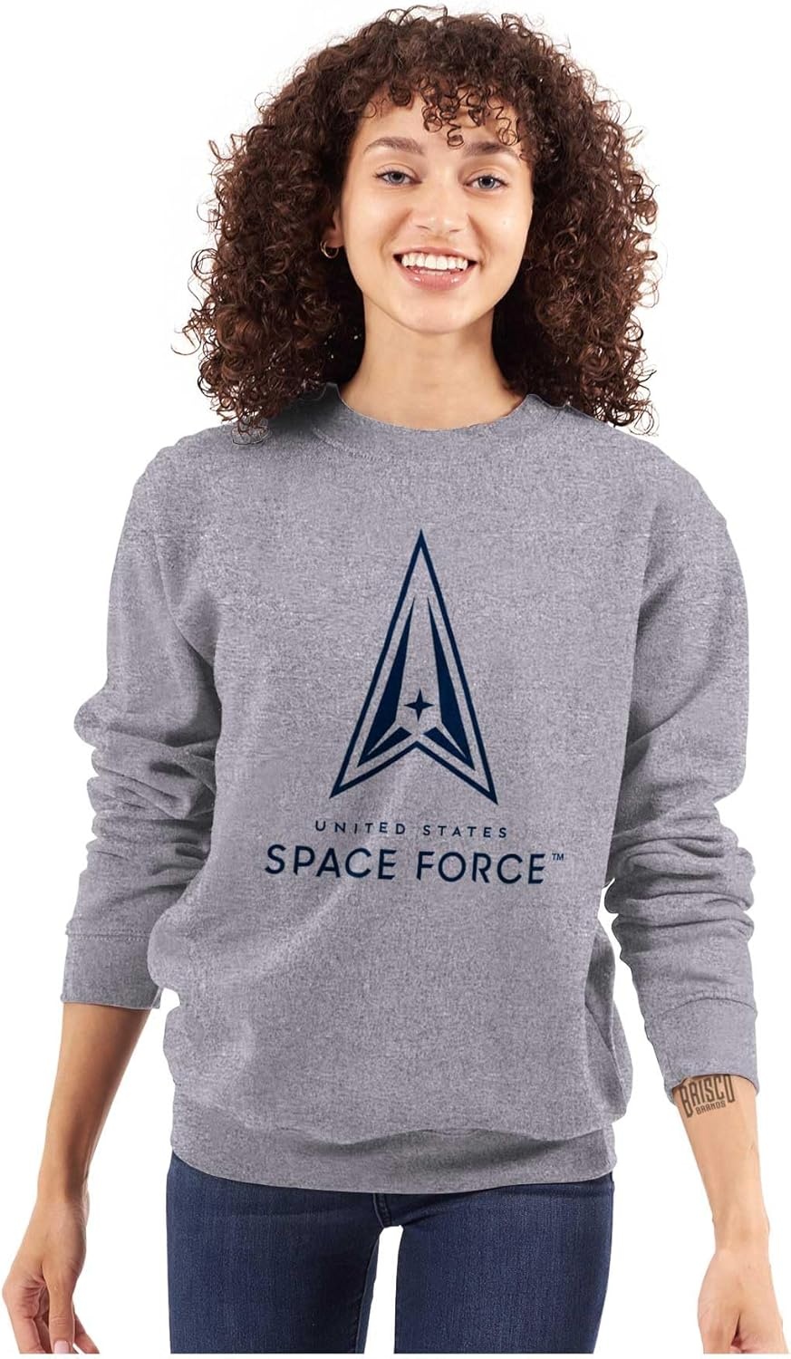 image:imageBrisco Brands Classic US Space Force Military Logo Sweatshirt for Men or WomenSport Grey