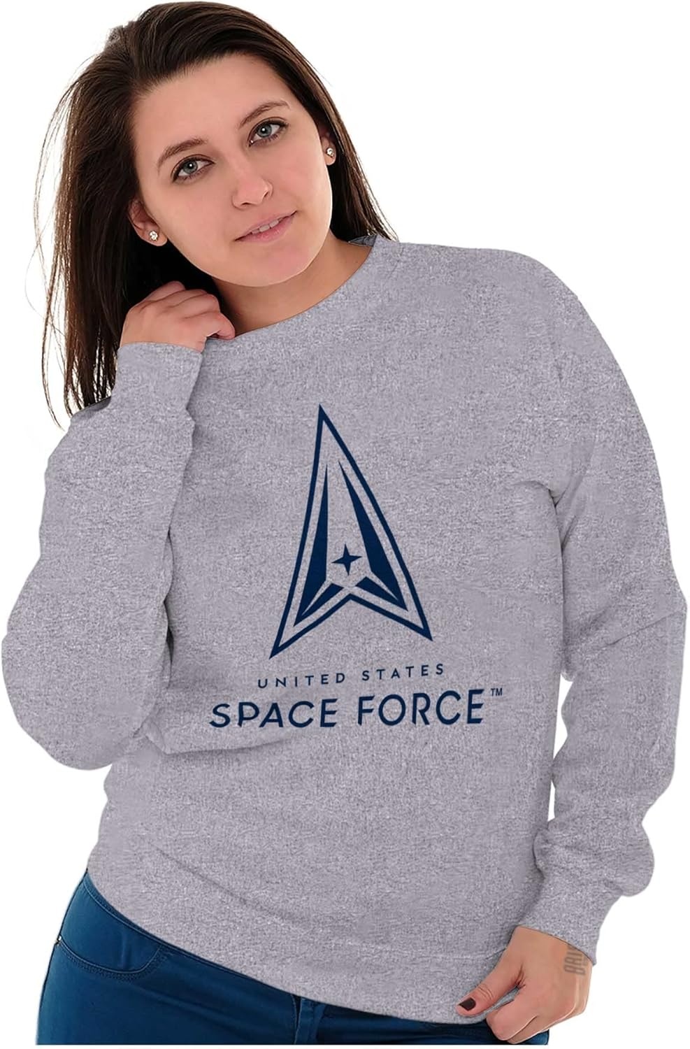 image:imageBrisco Brands Classic US Space Force Military Logo Sweatshirt for Men or WomenSport Grey