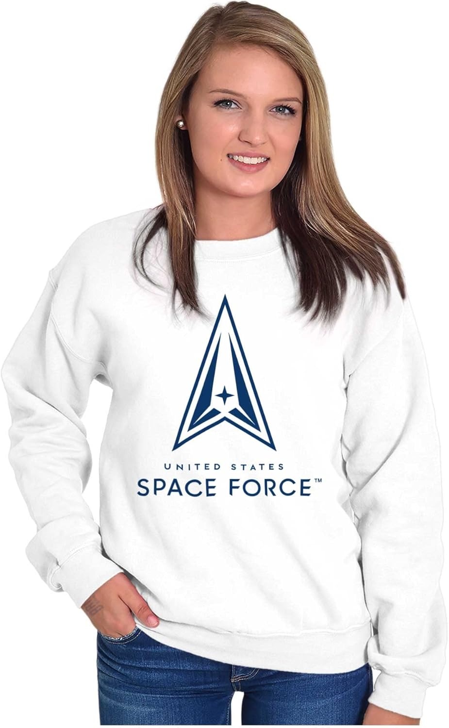 image:imageBrisco Brands Classic US Space Force Military Logo Sweatshirt for Men or WomenWhite