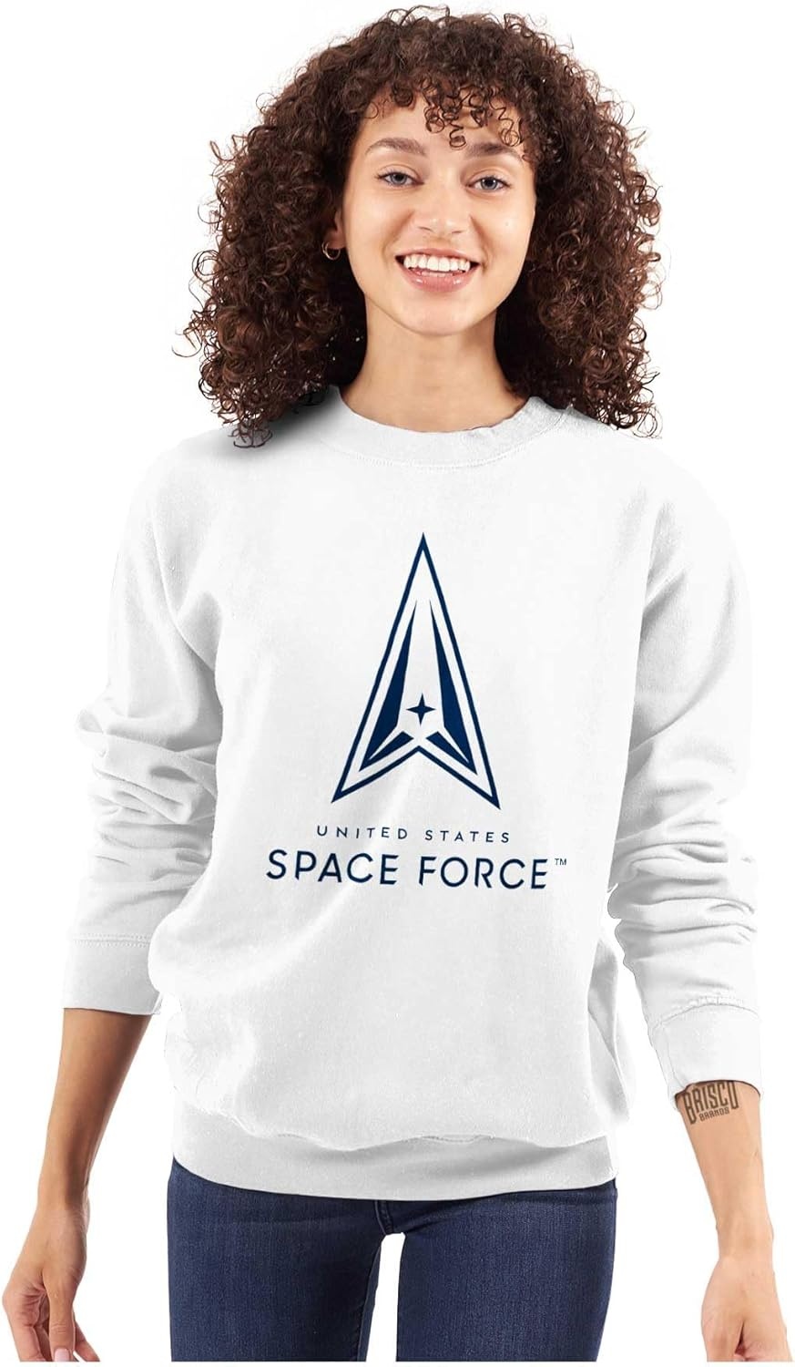 image:imageBrisco Brands Classic US Space Force Military Logo Sweatshirt for Men or WomenWhite