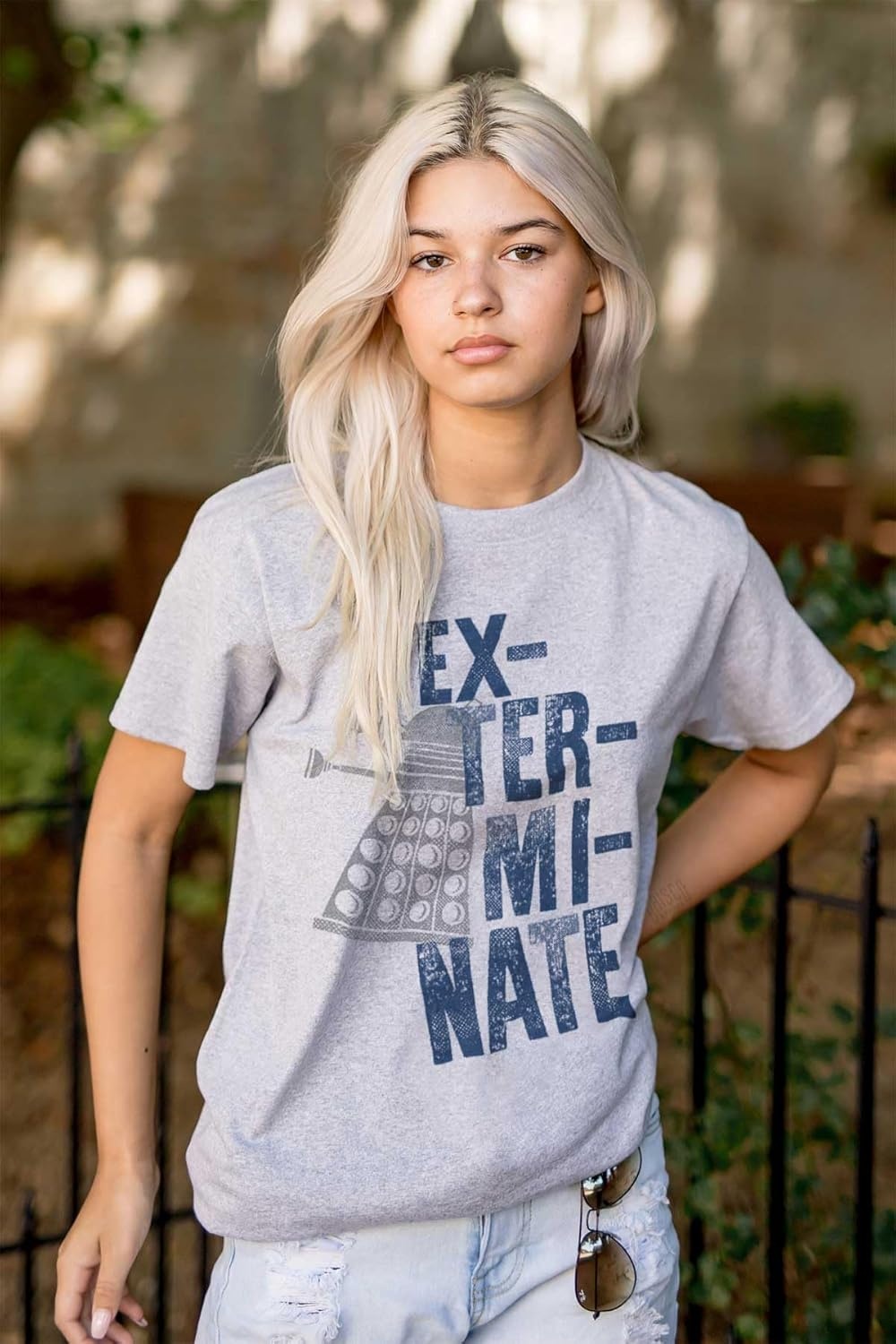 image:imageBrisco Brands Exterminate Mutant ScienceFiction Graphic T Shirt Men or WomenSport Grey