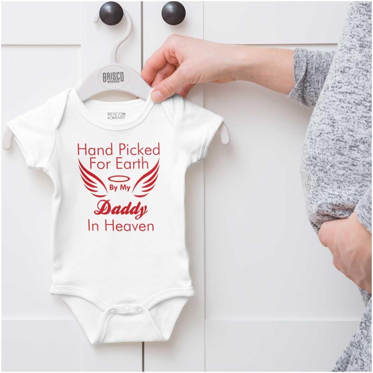 image:imageBrisco Brands Father Hand Picked By Daddy in Heaven Baby Romper Boys or GirlsWhite