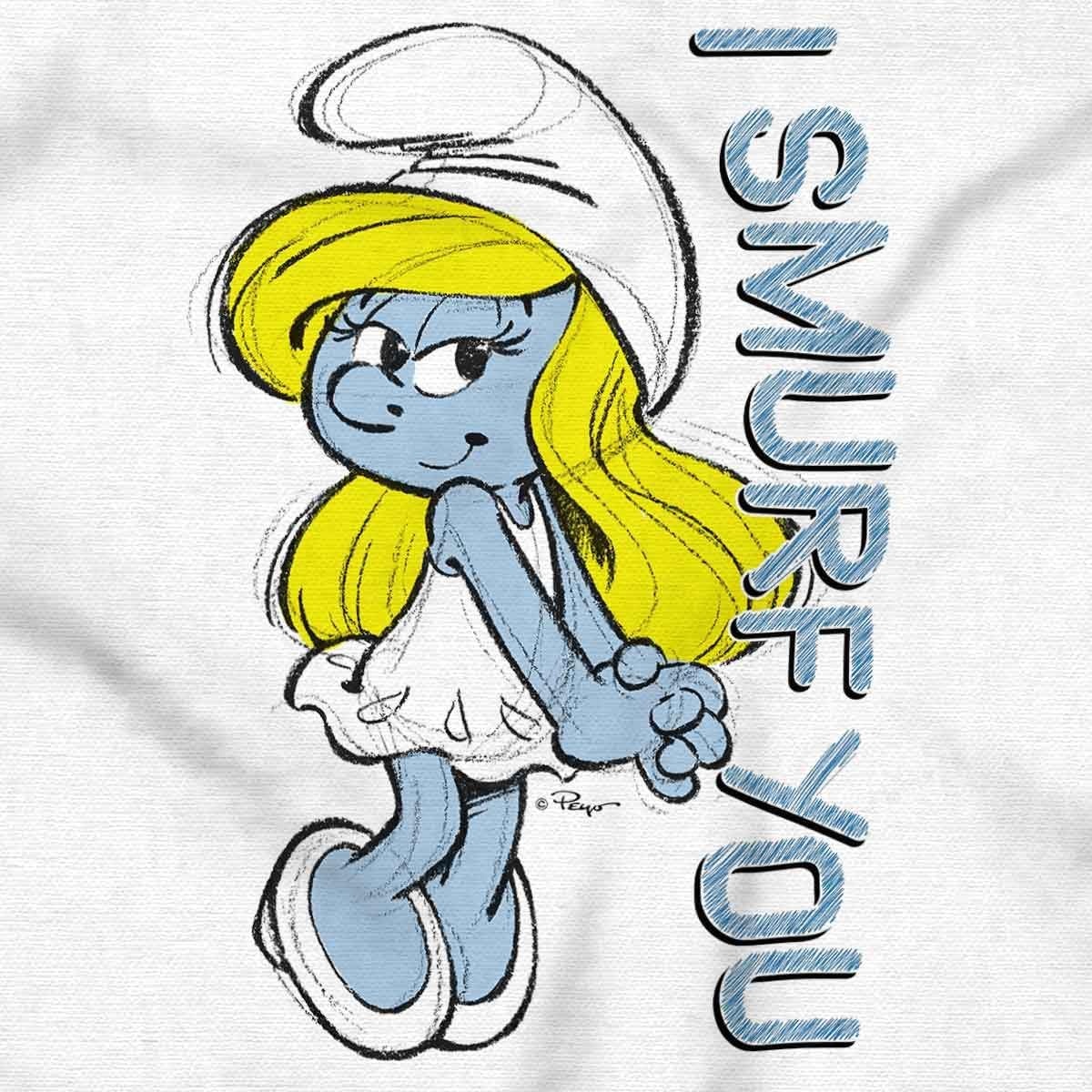 image:imageBrisco Brands Flirty Smurfette I Smurf You Cartoon Toddler Baby Girl T ShirtWhite