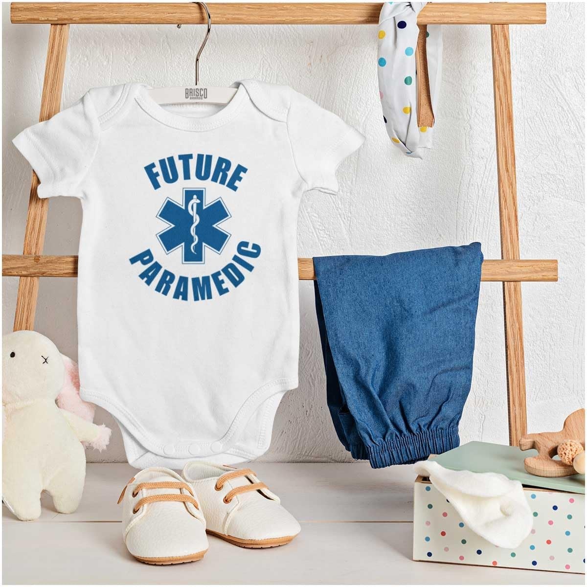 image:imageBrisco Brands Future Paramedic EMT Medic Baby Romper Boys or GirlsWhite
