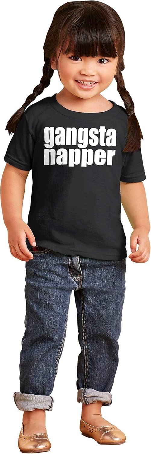 image:imageBrisco Brands Gangsta Napper Rap Hiphop Humor Toddler Boy Girl T ShirtBlack