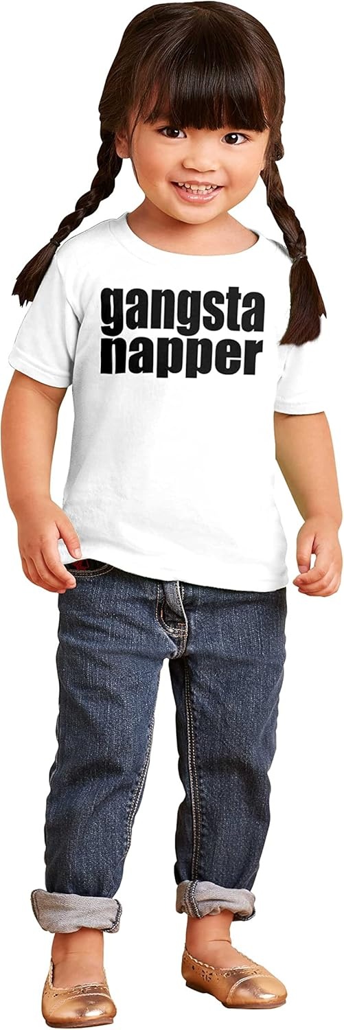 image:imageBrisco Brands Gangsta Napper Rap Hiphop Humor Toddler Boy Girl T ShirtWhite