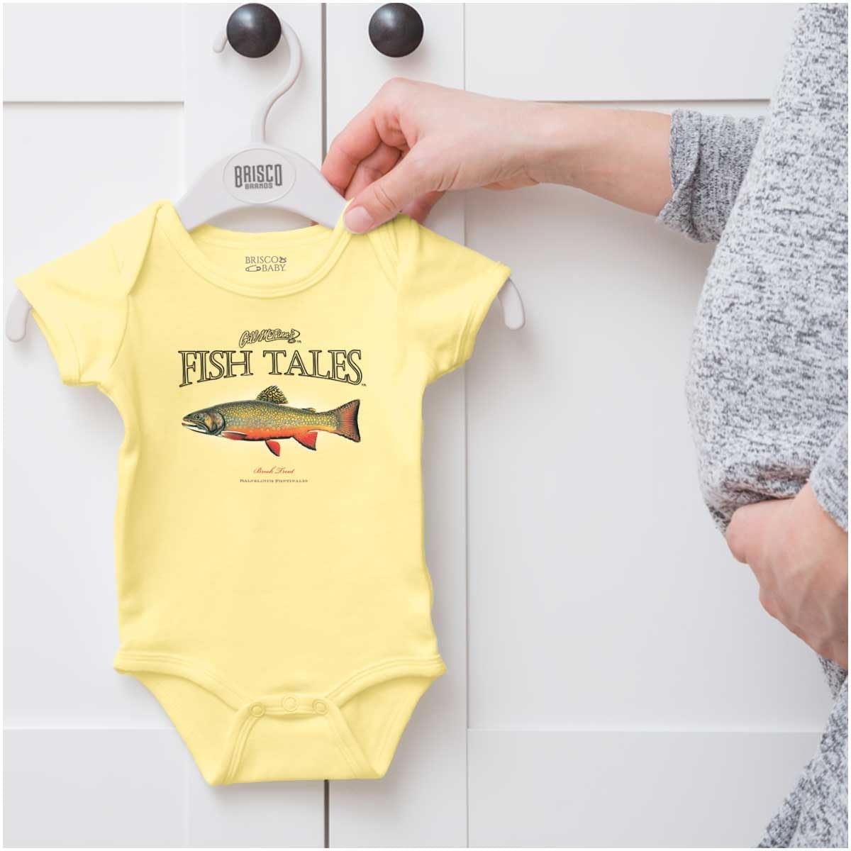 image:imageBrisco Brands Gill McGinn Deep Sea Trout Fishing Baby Romper Boys or GirlsBanana