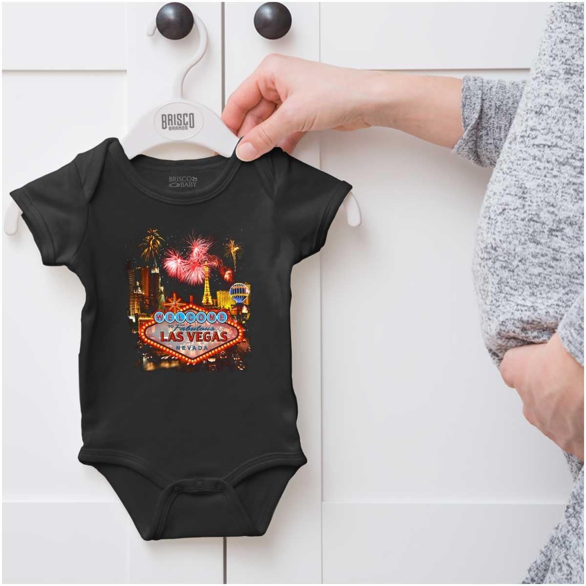 image:imageBrisco Brands Las Vegas Strip Casino Fireworks Baby Romper Boys or GirlsBlack