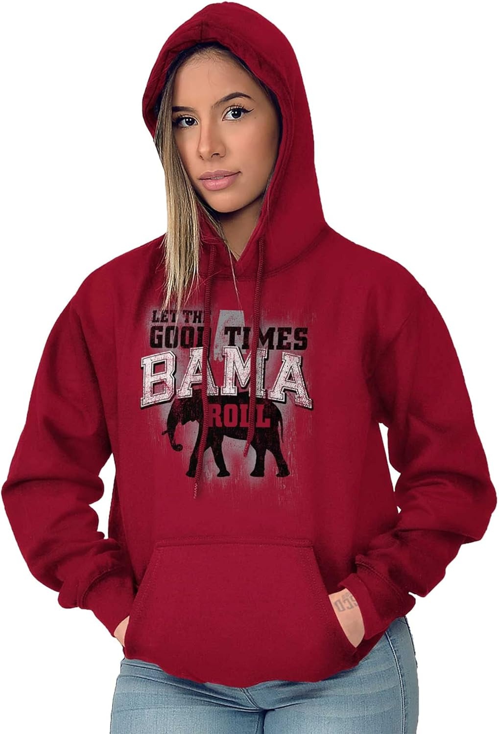 image:imageBrisco Brands Let The Good Times Roll Cool Alabama Hoodie Sweatshirt Women MenCardinal Red