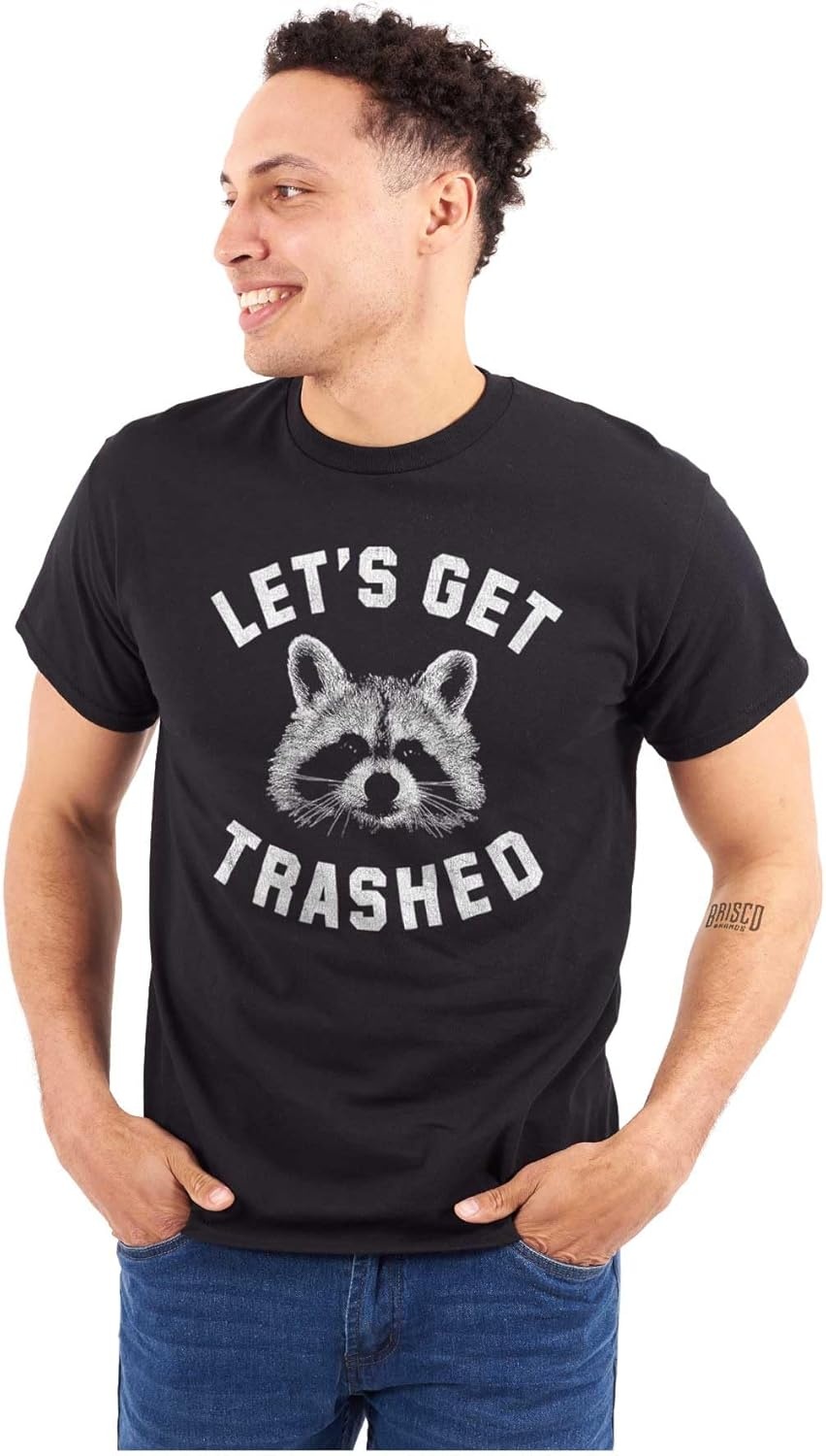 image:imageBrisco Brands Lets Get Trashed Trash Panda Drinking Graphic T Shirt Men or WomenBlack