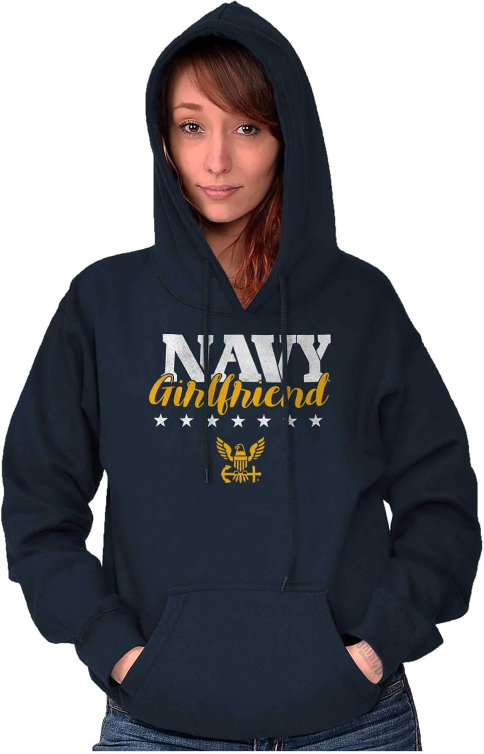 image:imageBrisco Brands Navy Girlfriend US Hoodie Sweatshirt WomenNavy