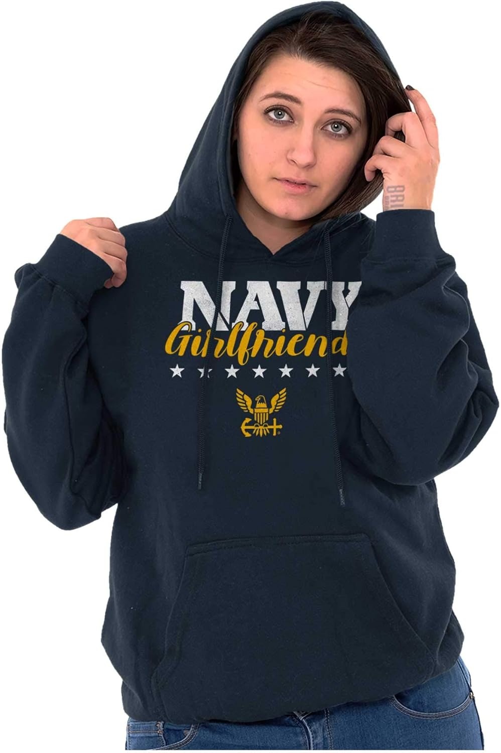 image:imageBrisco Brands Navy Girlfriend US Hoodie Sweatshirt WomenNavy