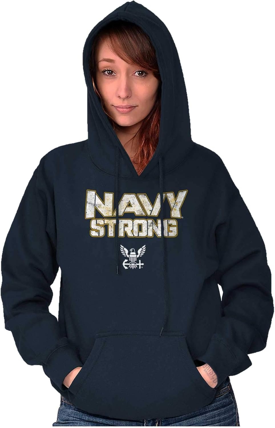 image:imageBrisco Brands Navy Strong United States Military Hoodie Sweatshirt Women MenNavy