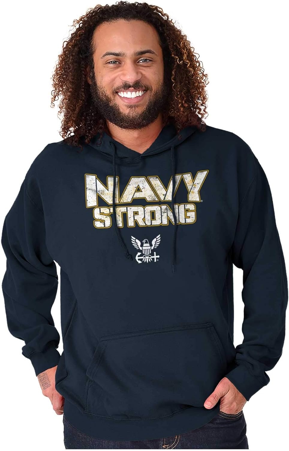 image:imageBrisco Brands Navy Strong United States Military Hoodie Sweatshirt Women MenNavy