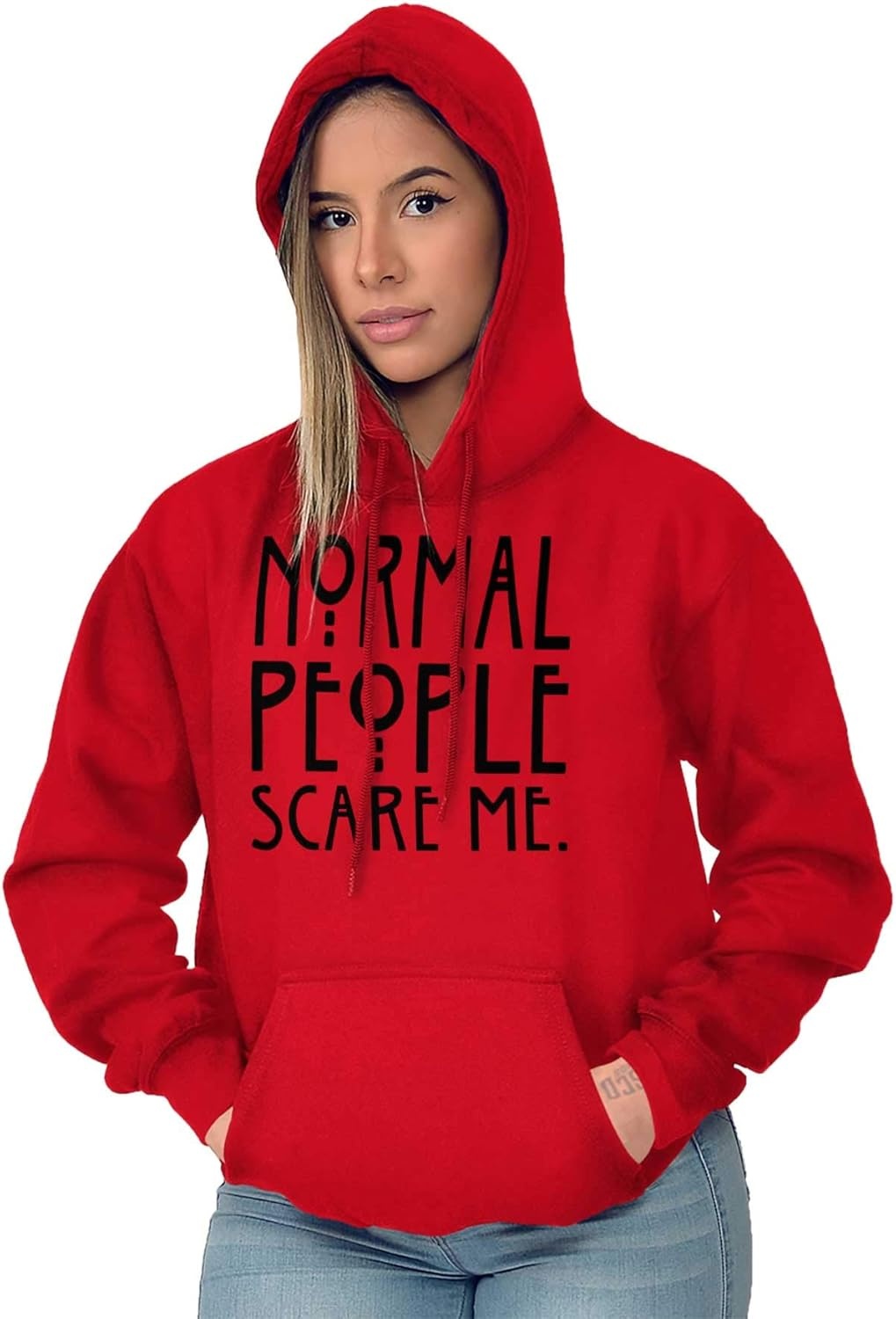 image:imageBrisco Brands Normal People Scare Me Tales Horror Hoodie Sweatshirt Women MenRed