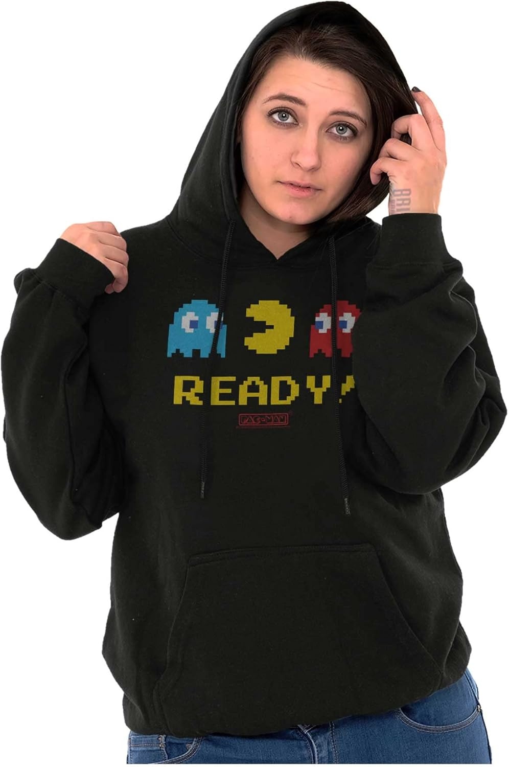 image:imageBrisco Brands PACMAN 1980s Vintage Video Game Hoodie Sweatshirt Women MenBlack