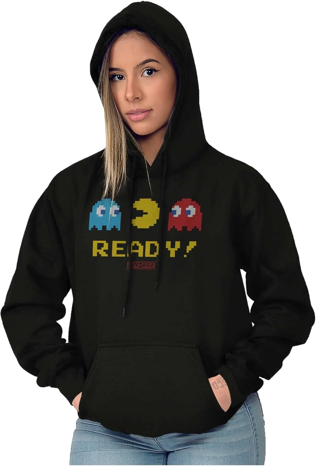 image:imageBrisco Brands PACMAN 1980s Vintage Video Game Hoodie Sweatshirt Women MenBlack