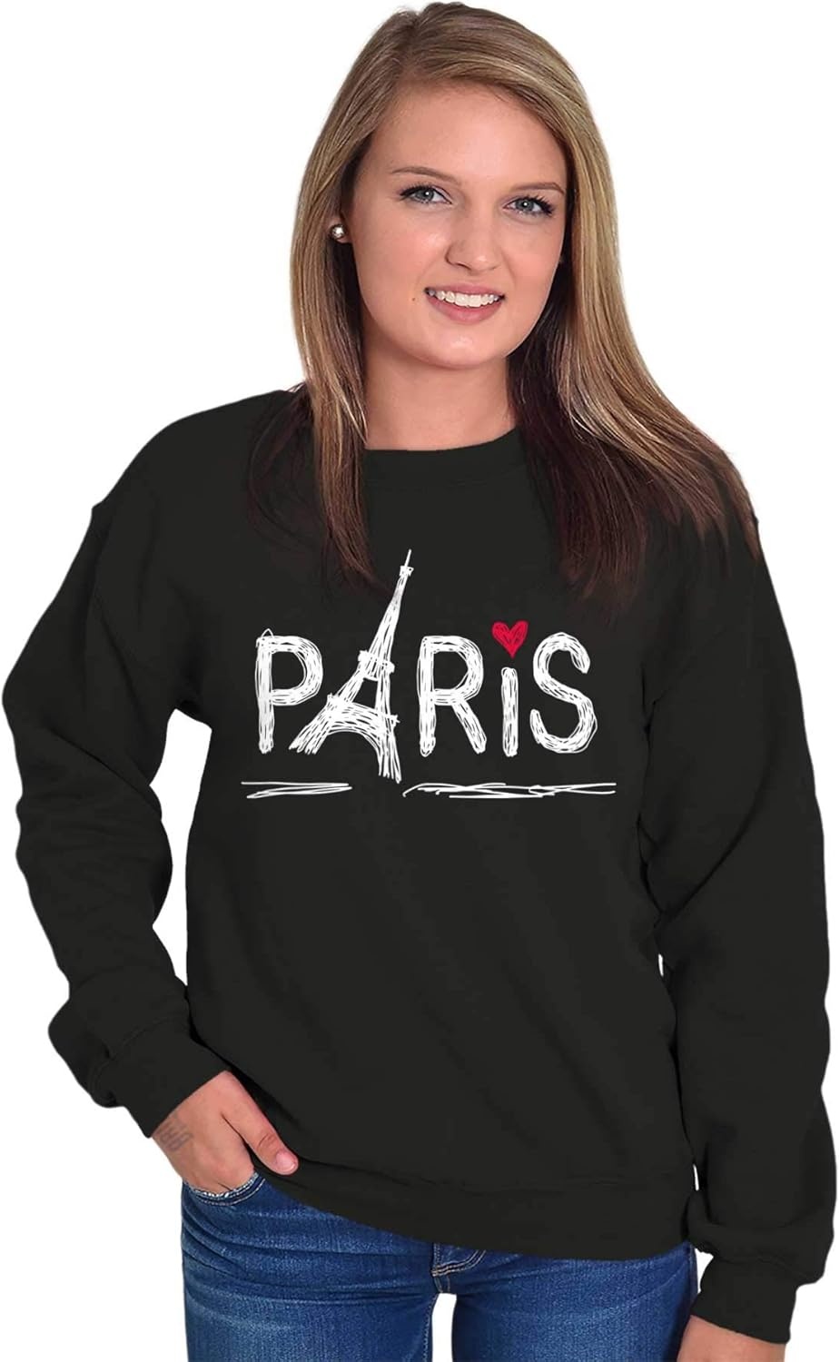 image:imageBrisco Brands Paris France Eiffel Tower Souvenir Women Crewneck SweatshirtBlack