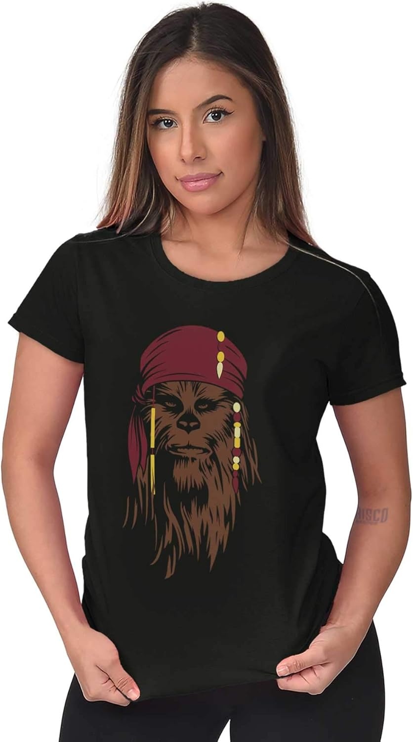 image:imageBrisco Brands Pirate Captain Humanoid Alien Vector Womens Slim Fit Graphic TeeBlack