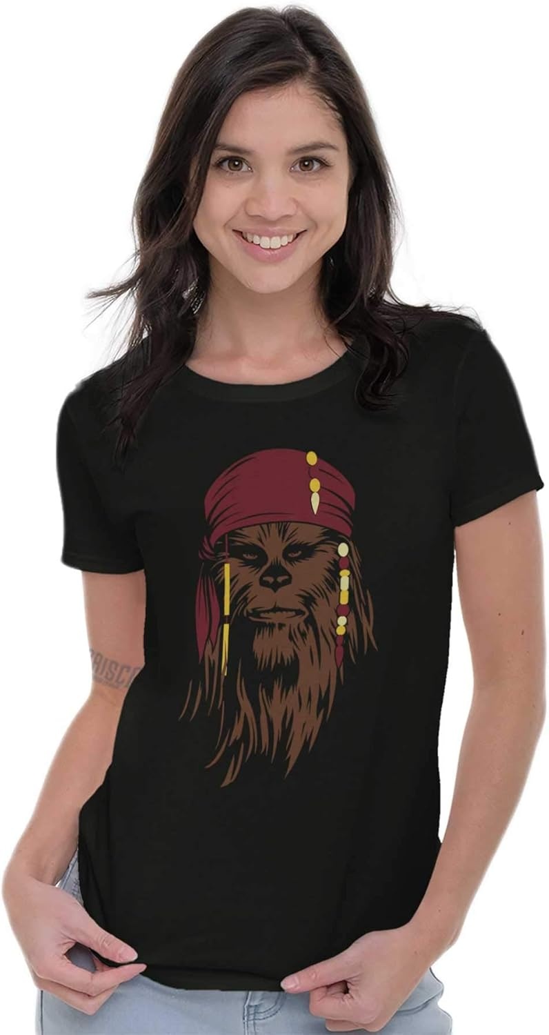 image:imageBrisco Brands Pirate Captain Humanoid Alien Vector Womens Slim Fit Graphic TeeBlack