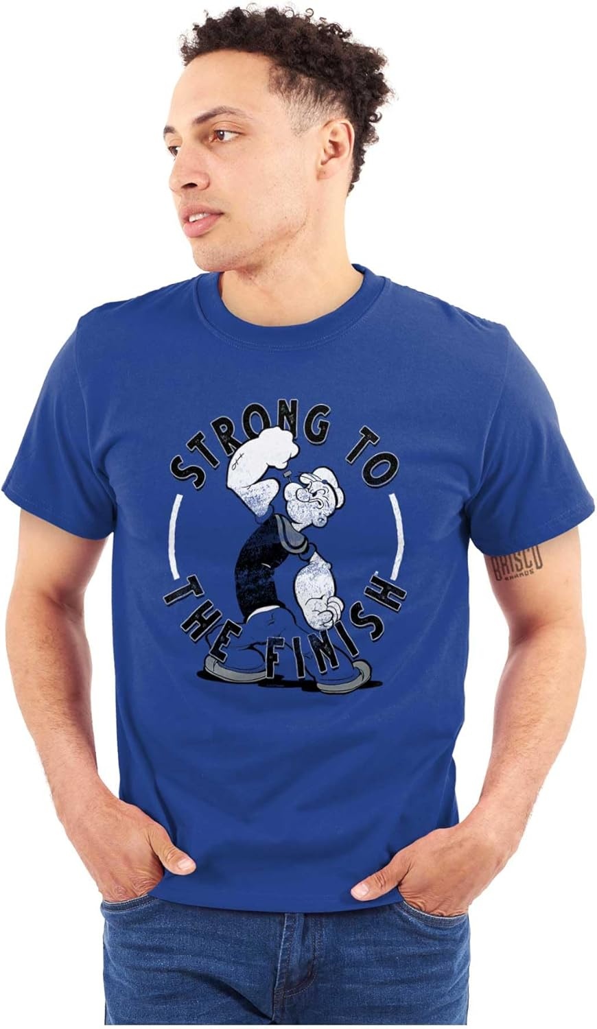 image:imageBrisco Brands Popeye Sailor Man Strong to Finish Graphic T Shirt Men or WomenRoyal