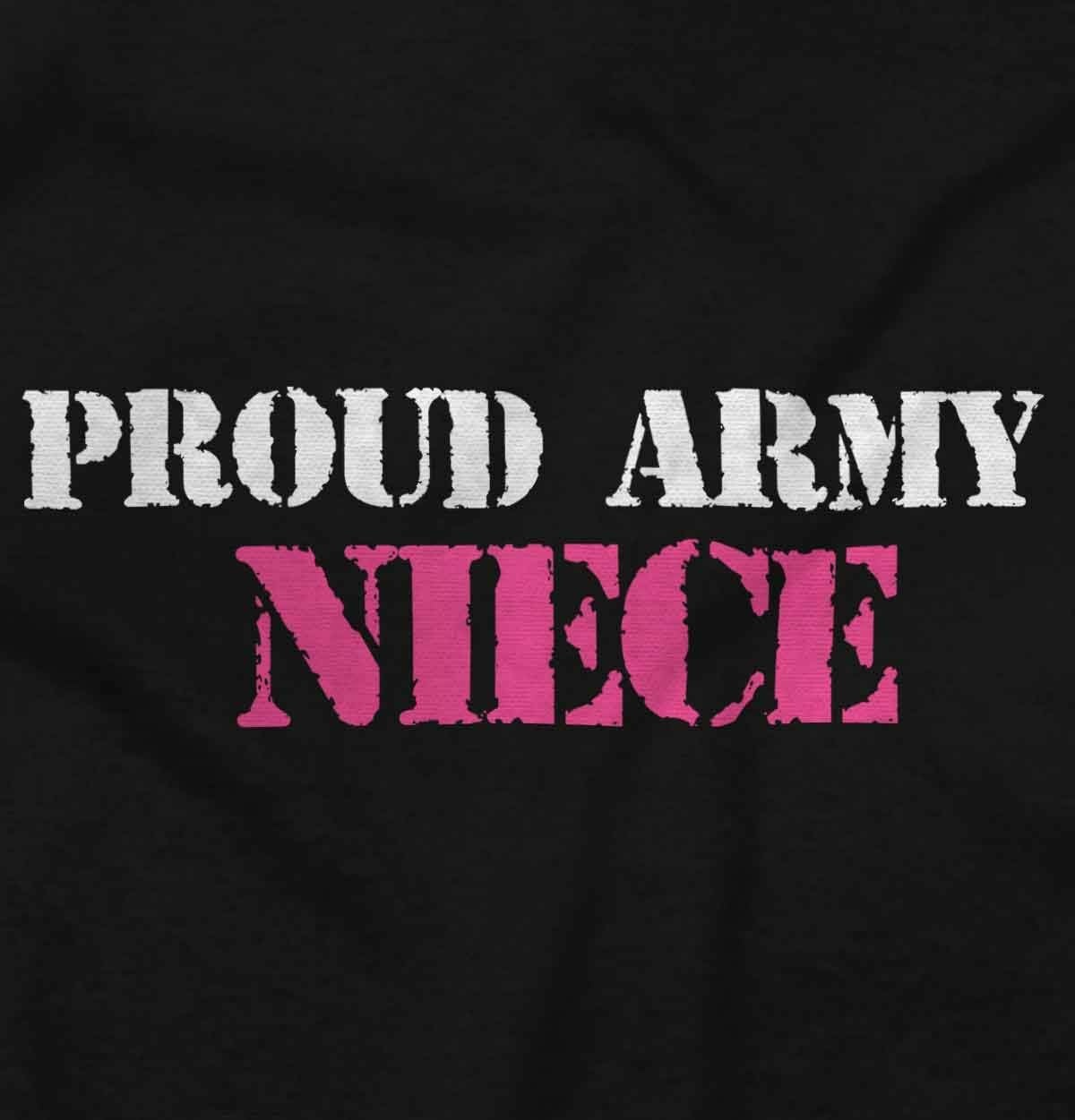 image:imageBrisco Brands Proud Army Niece Military Family Baby Bodysuit Jumper GirlsBlack