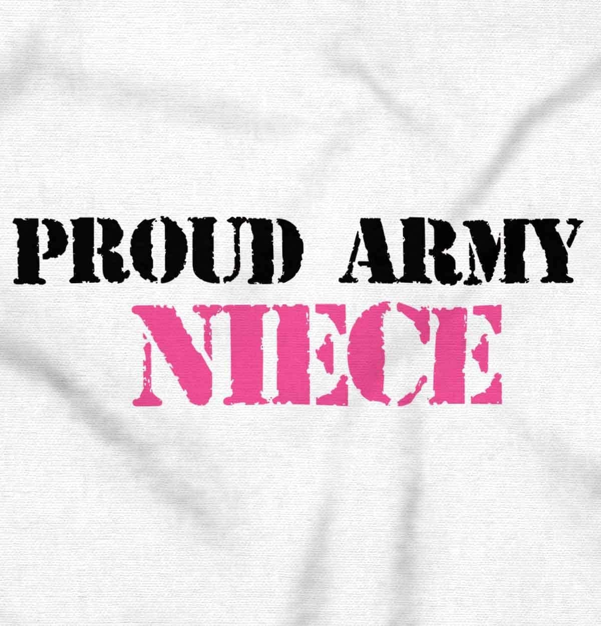 image:imageBrisco Brands Proud Army Niece Military Family Baby Bodysuit Jumper GirlsWhite