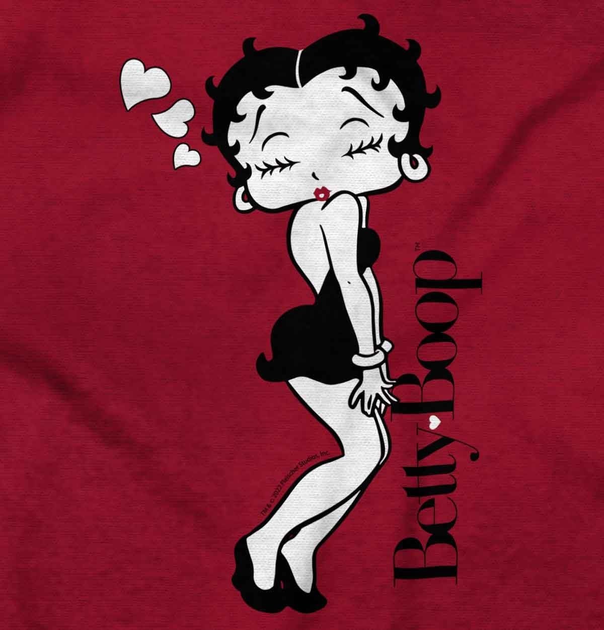 image:imageBrisco Brands Retro Betty Boop Cartoon Love Kisses Women Crewneck SweatshirtCardinal Red