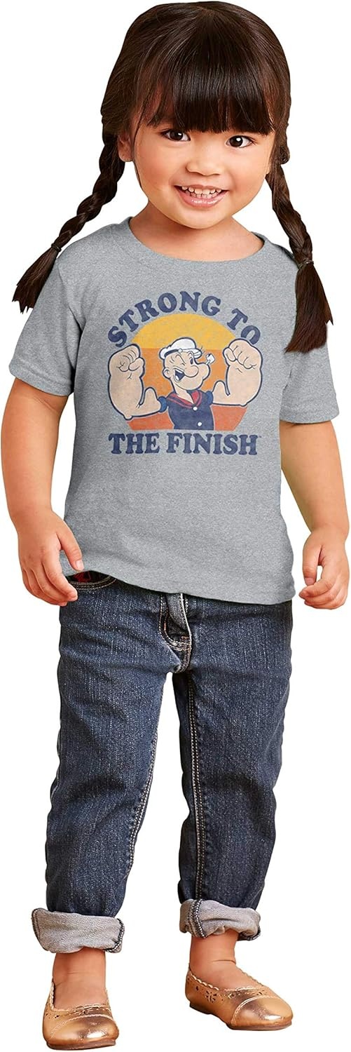 image:imageBrisco Brands Strong to The Finish Popeye Sailor Toddler Boy Girl T ShirtHeather