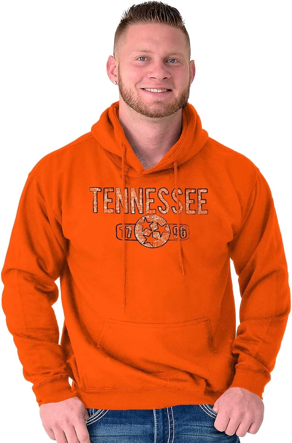image:imageBrisco Brands Tennessee Stenciled State Flag Icon Hoodie Sweatshirt Women MenOrange