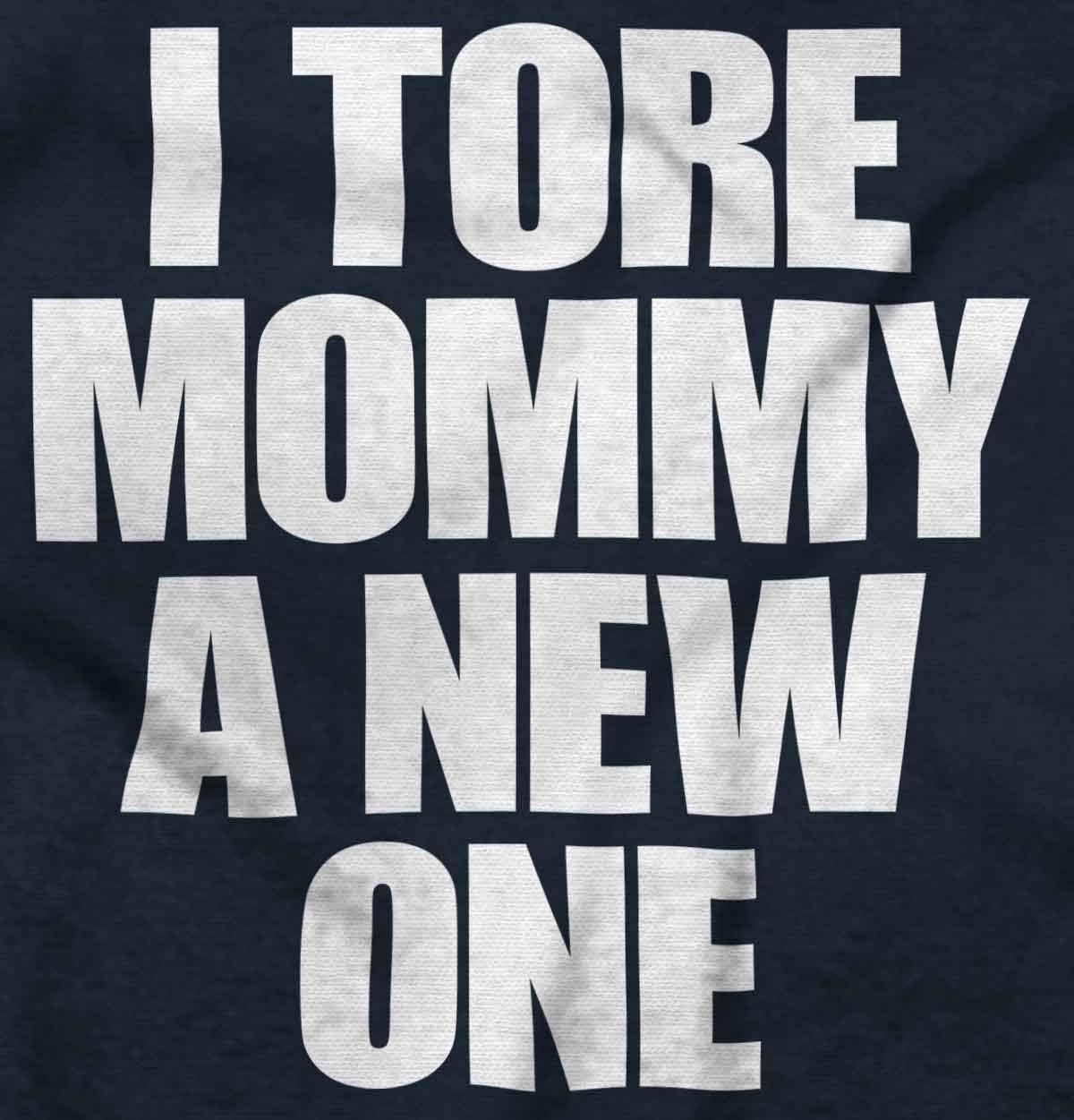 image:imageBrisco Brands Tore Mommy A New One Funny Humor Baby Romper Boys or GirlsNavy