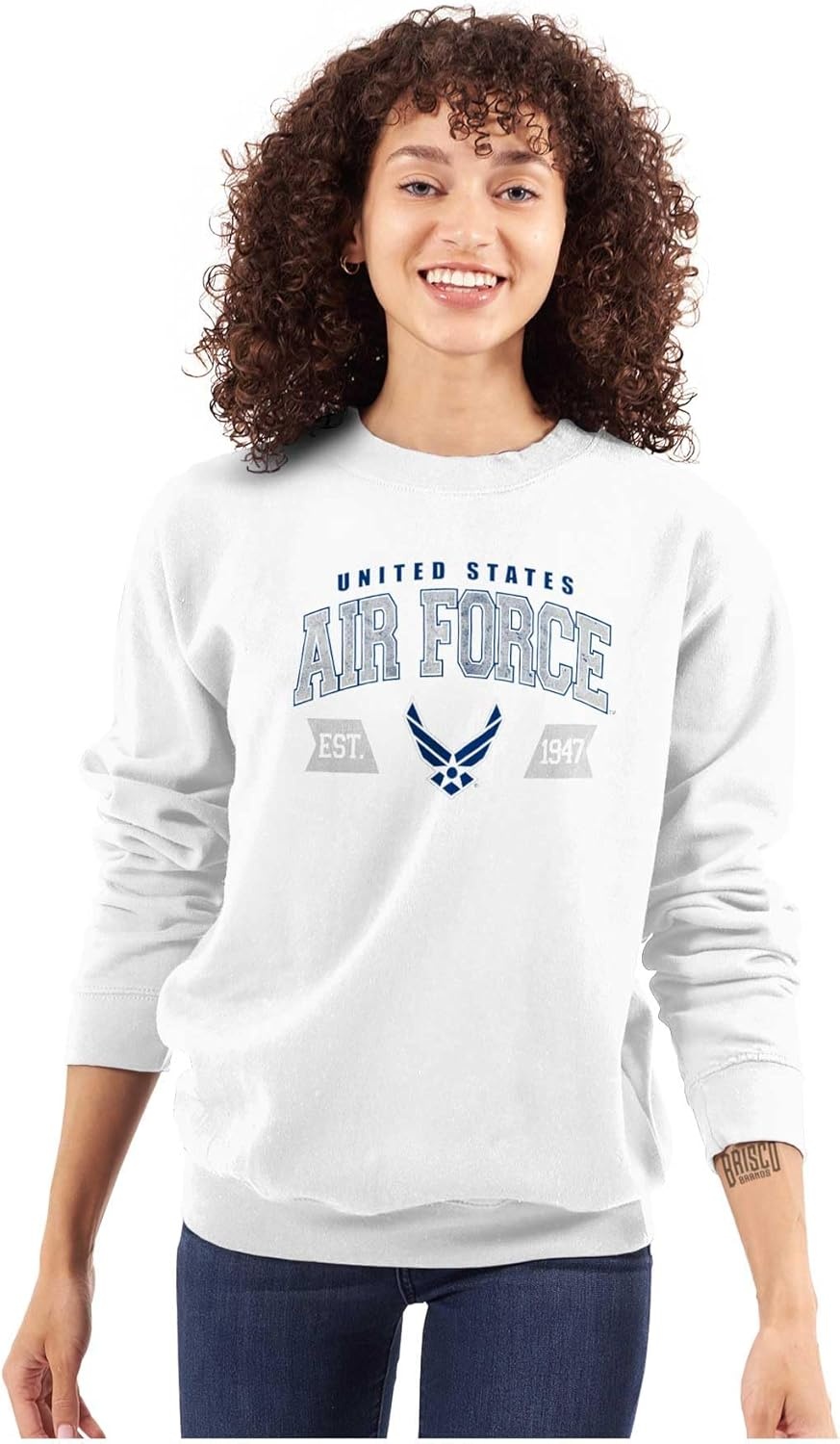 image:imageBrisco Brands US Air Force Wing Emblem Established Sweatshirt for Men or WomenWhite