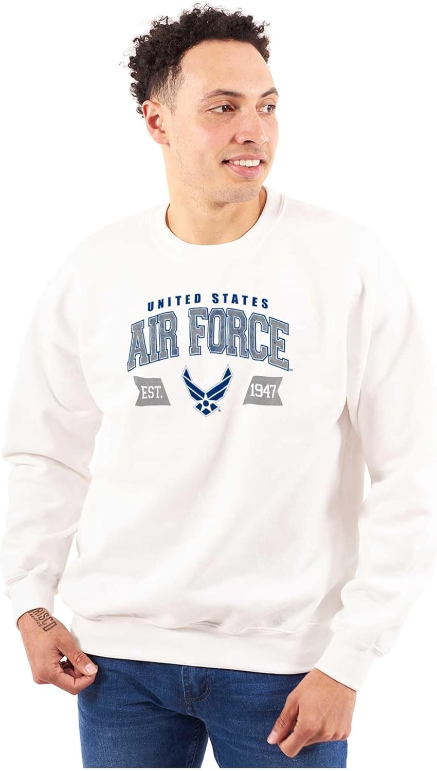 image:imageBrisco Brands US Air Force Wing Emblem Established Sweatshirt for Men or WomenWhite