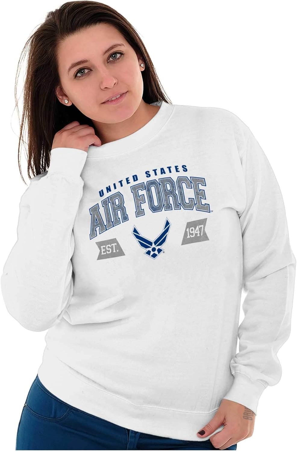 image:imageBrisco Brands US Air Force Wing Emblem Established Sweatshirt for Men or WomenWhite