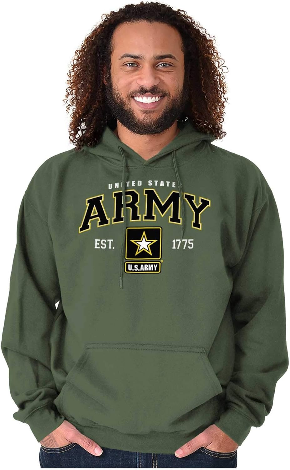 image:imageBrisco Brands US Army Pride United States Military Hoodie Sweatshirt Women MenMilitary Green