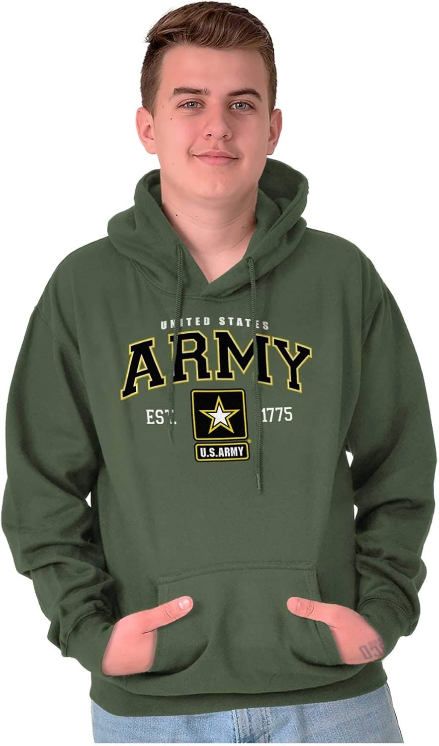 image:imageBrisco Brands US Army Pride United States Military Hoodie Sweatshirt Women MenMilitary Green