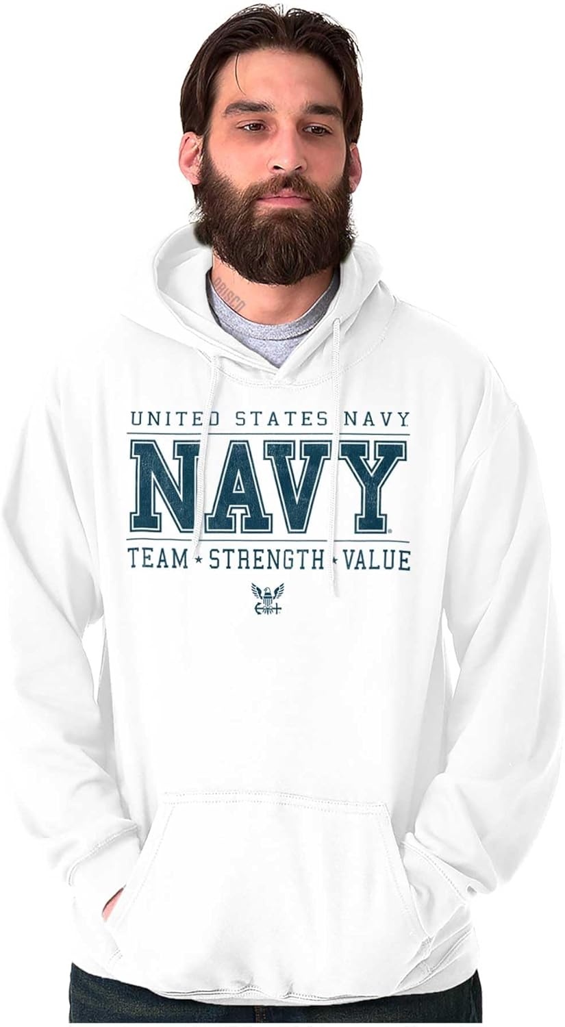 image:imageBrisco Brands US Navy Team Strength Value Hoodie Sweatshirt Women MenWhite