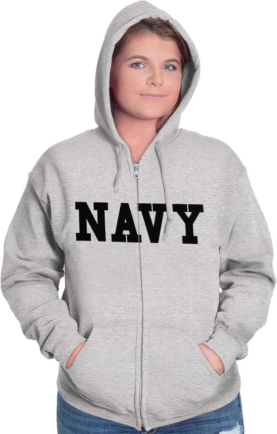 image:imageBrisco Brands United States Army Military Zip Up Hoodie Mens WomensNavy Sport Grey