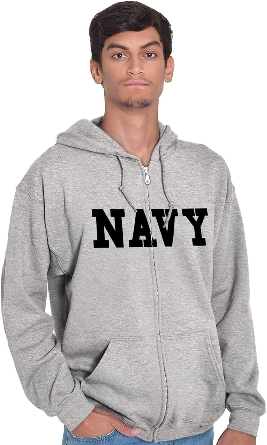 image:imageBrisco Brands United States Army Military Zip Up Hoodie Mens WomensNavy Sport Grey